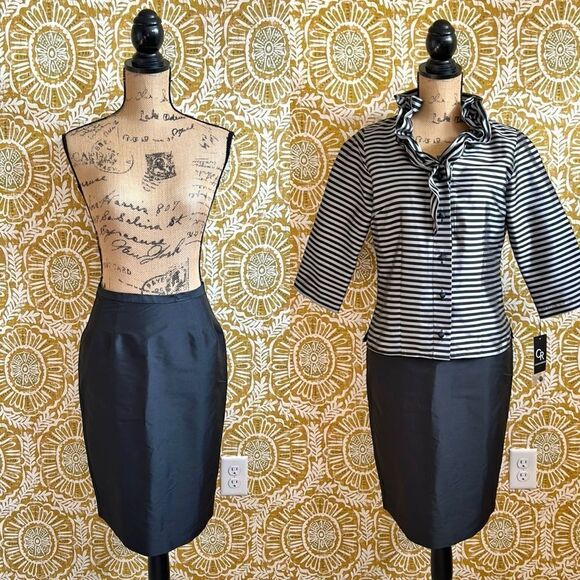 NWT Connie Roberson Silk Classic Lightweight Pencil Skirt in Black size 2 - Picture 1 of 8